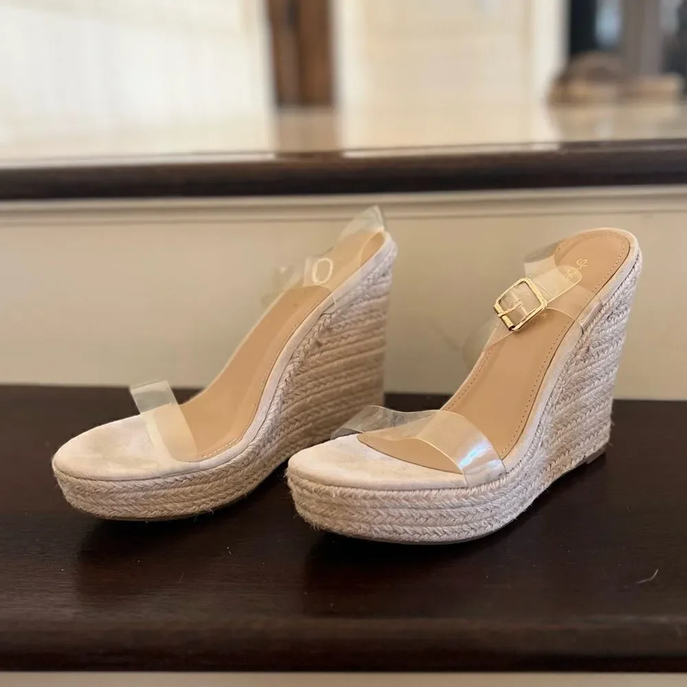 Clear Strap Wedges - Like New